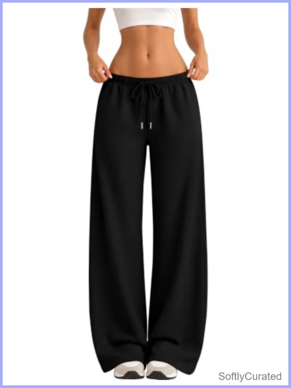 Wide Leg Fleece Sweatpants Cotton Polyester Drawstring Lounge Jogger